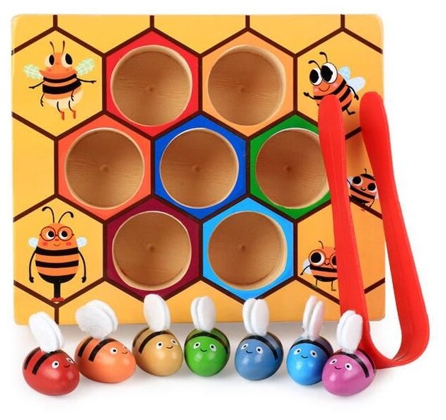 Сортер BeeZee Toys Пчелки и Улей с пинцетом (фото modal 1)