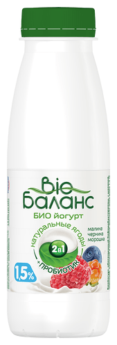 Питьевой йогурт Био Баланс с бифидобактериями Малина, черника, клюква, морошка 1.5%, 330 г (фото modal 2)