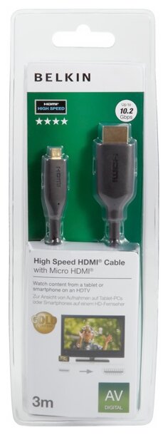 Кабель Belkin High Speed HDMI to micro HDMI Cable (фото modal 2)