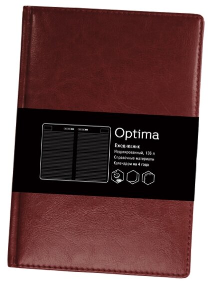 Ежедневник Listoff Optima недатированный, искусственная кожа, А5, 136 листов (фото modal 11)
