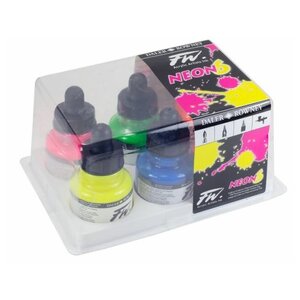 Чернила для перьевой ручки Daler-Rowney FW Artists Neon Colours Set (фото modal nav 2)