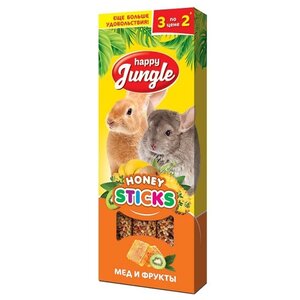 Лакомство для кроликов, грызунов Happy Jungle Honey sticks Мед и фрукты (фото modal nav 1)