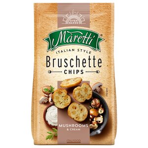 Maretti Сухарики Bruschette chips Mushrooms and cream, 70 г (фото modal nav 1)