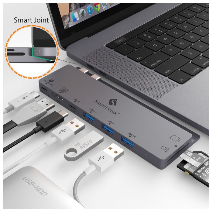 USB-концентратор SmartDelux SDUC-P8S, разъемов: 6 (фото modal 2)