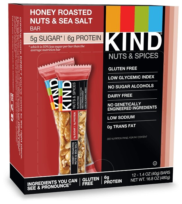 Ореховый батончик KIND Honey Roasted Nuts & Sea Salt, 12 шт (фото modal 7)