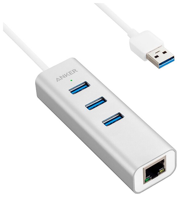 USB-концентратор ANKER Aluminum 3-Port USB 3.0 and Ethernet Hub, разъемов: 3 (фото modal 2)