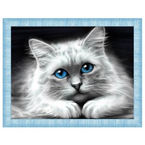 Алмазная живопись Набор алмазной вышивки Голубоглазая кошка (АЖ-1761) 40х30 см (фото modal nav 2)