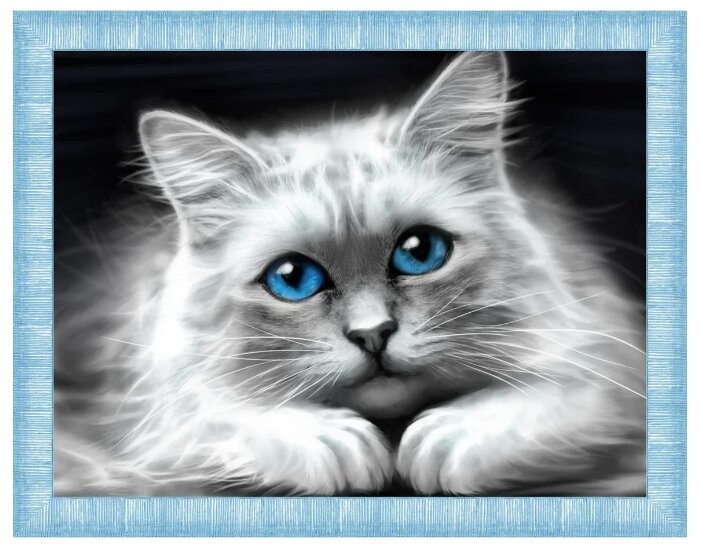 Алмазная живопись Набор алмазной вышивки Голубоглазая кошка (АЖ-1761) 40х30 см (фото modal 2)