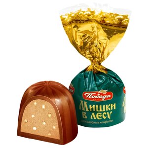 Конфеты Победа вкуса Мишки в лесу с шоколадно-вафельной начинкой, коробка (фото modal nav 2)