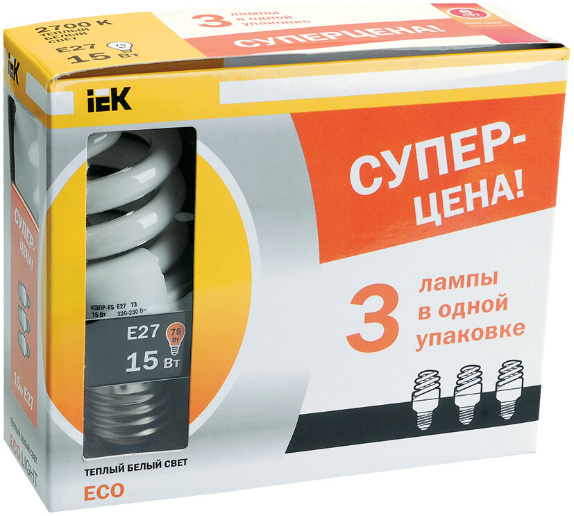 Лампа IEK E27 50 15Вт 2700K (фото modal 7)
