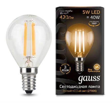 Лампа gauss E14 5Вт 2700K (фото modal 1)