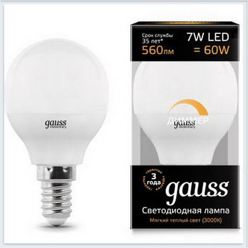 Лампа gauss E14 7Вт 3000K (фото modal 5)