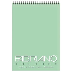 Скетчбук для зарисовок Fabriano Colors на спирали Аквамарин 29.7 х 21 см (A4), 80 г/м², 100 л. (фото modal nav 1)