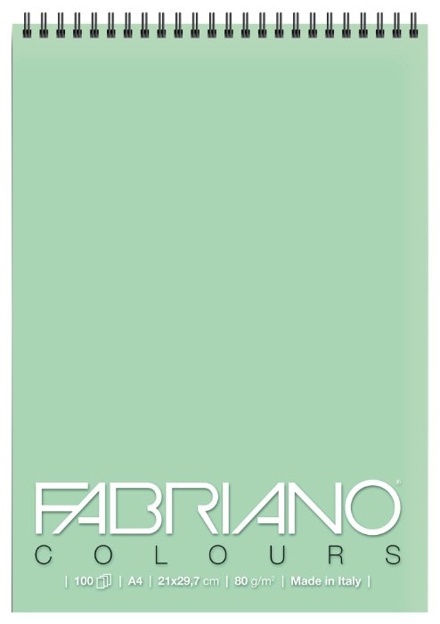 Скетчбук для зарисовок Fabriano Colors на спирали Аквамарин 29.7 х 21 см (A4), 80 г/м², 100 л. (фото modal 1)
