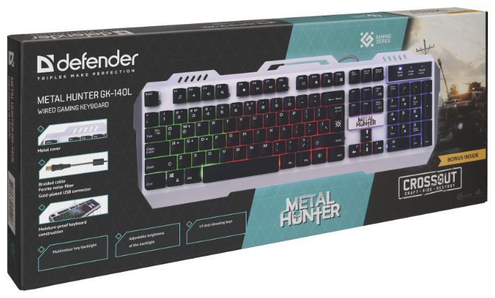 Клавиатура Defender Metal Hunter GK-140L RU Silver USB (фото modal 2)