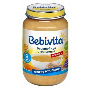 Пюре Bebivita овощной суп с говядиной (с 8 месяцев) 190 г, 1 шт (фото modal nav 1)