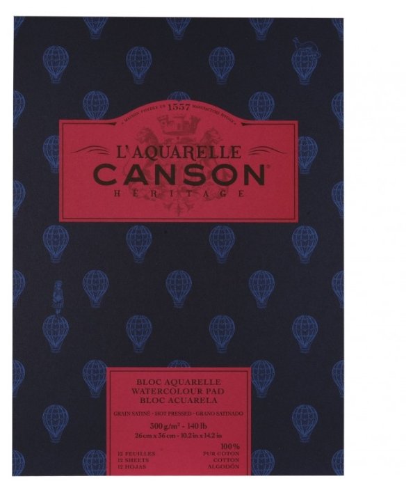 Альбом для акварели Canson Heritage Grain Satin Hot Pressed 36 х 26 см, 300 г/м², 12 л. (фото modal 1)