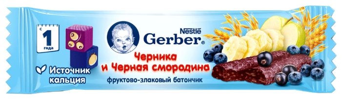 Батончик Gerber DoReMi фруктово-злаковый с черникой и черной смородиной от 1 года (фото modal 1)