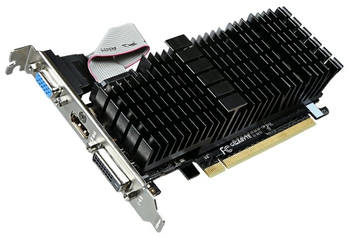 Видеокарта GIGABYTE GeForce GT 710 954Mhz PCI-E 2.0 1024Mb 1600Mhz 64 bit DVI HDMI HDCP Silent (фото modal 2)
