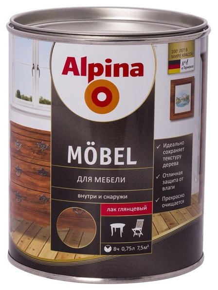 Лак Alpina Mobel глянцевый (0.75 л) (фото modal 1)