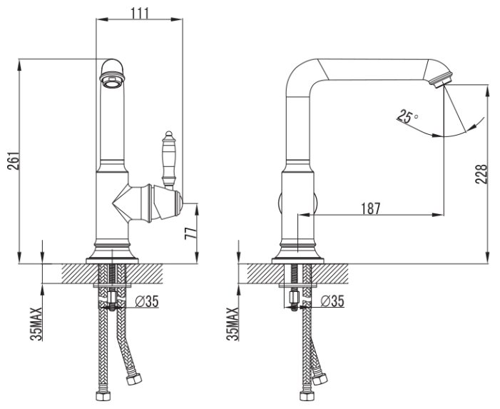 Однорычажный смеситель для кухни (мойки) IDDIS Loft LOFBRL0i05 (фото modal 2)