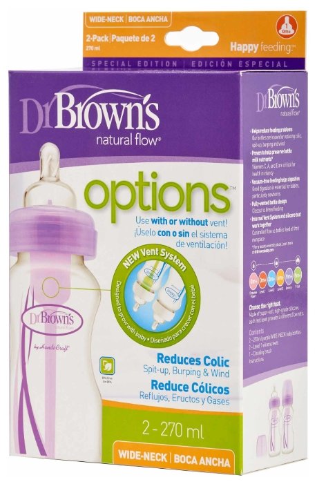 Dr. Brown's Бутылочки полипропиленовые с широким горлом Options 270 мл, 2 шт. с рождения (фото modal 9)