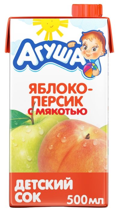 Сок Агуша Яблоко-персик с мякотью, c 3 лет (фото modal 1)