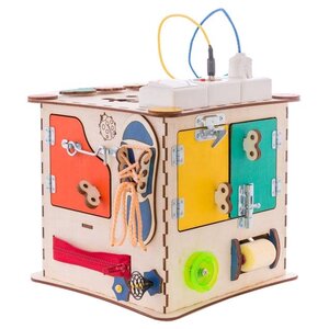 Развивающая игрушка IWOODPLAY Бизикуб с блоком электрики (фото modal nav 5)