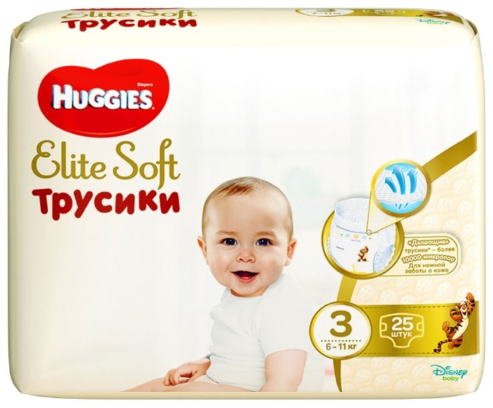 Huggies Elite Soft трусики 3 (6-11 кг) 25 шт. (фото modal 1)