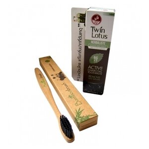 Зубная паста + щетка Twin Lotus Premium С углем + Зубная щетка Bamboobrush (фото modal nav 1)