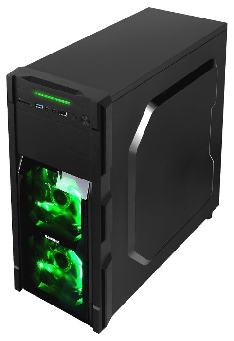 Компьютерный корпус GameMax G535 CR Black/green (фото modal 2)