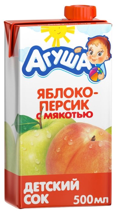 Сок Агуша Яблоко-персик с мякотью, c 3 лет (фото modal 2)