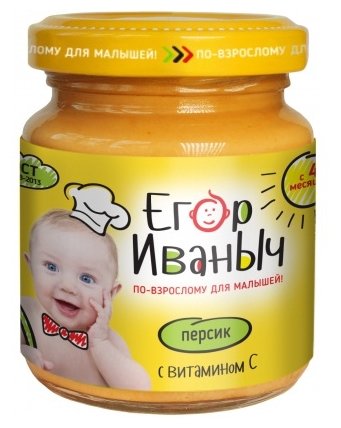 Пюре Егор Иваныч персик с витамином С (с 4 месяцев) 100 г, 1 шт (фото modal 1)