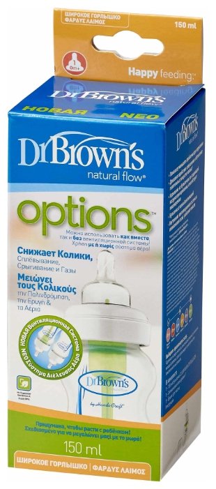 Dr. Brown's Бутылочка полипропиленовая с широким горлом Options, 150 мл с рождения (фото modal 4)