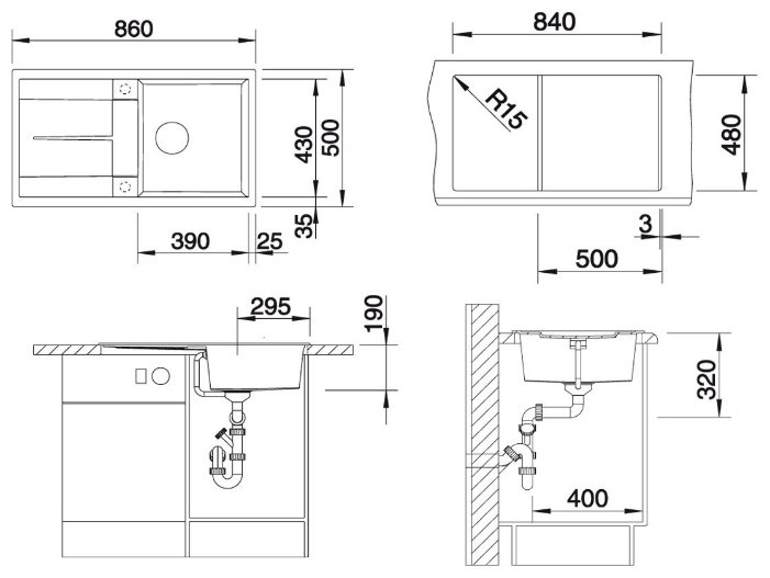 Врезная кухонная мойка Blanco Metra 5S (фото modal 3)