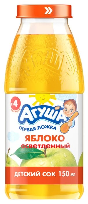 Сок осветленный Агуша Яблочный (стеклянная бутылка), c 4 месяцев (фото modal 1)