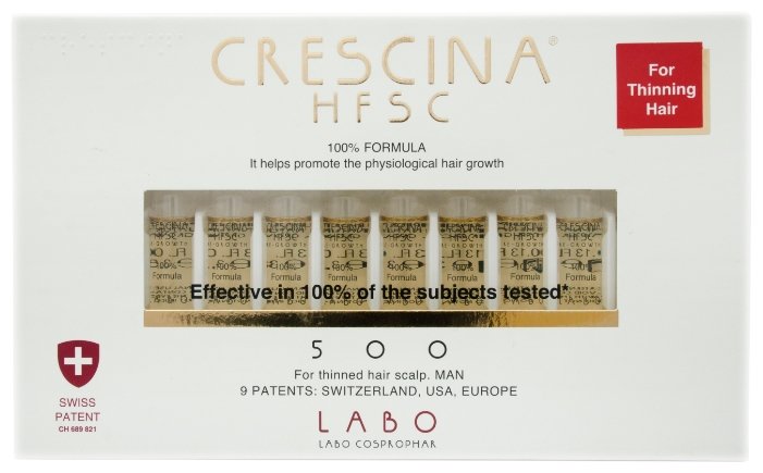 Crescina Ампулы для стимуляции роста волос для мужчин, дозировка 500: существенное поредение волос (фото modal 1)