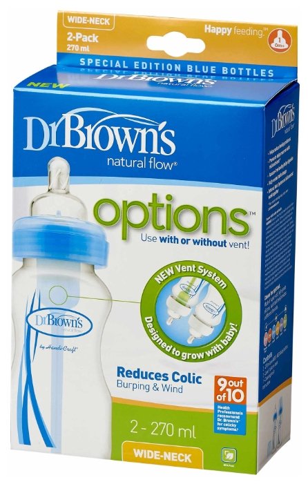 Dr. Brown's Бутылочки полипропиленовые с широким горлом Options 270 мл, 2 шт. с рождения (фото modal 6)