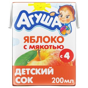 Сок с мякотью Агуша Яблочный, c 4 месяцев (фото modal nav 1)
