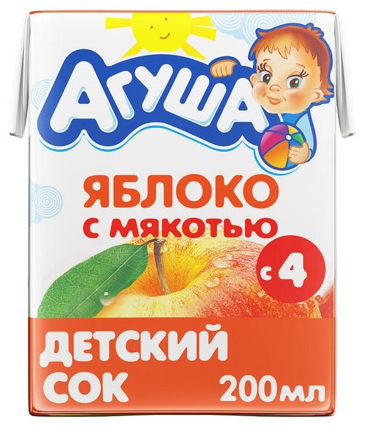 Сок с мякотью Агуша Яблочный, c 4 месяцев (фото modal 1)