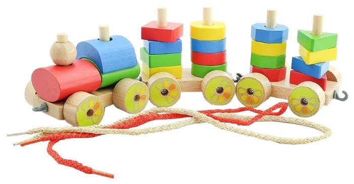 Каталка-игрушка Игрушки из дерева Паровозик (Д163) (фото modal 1)