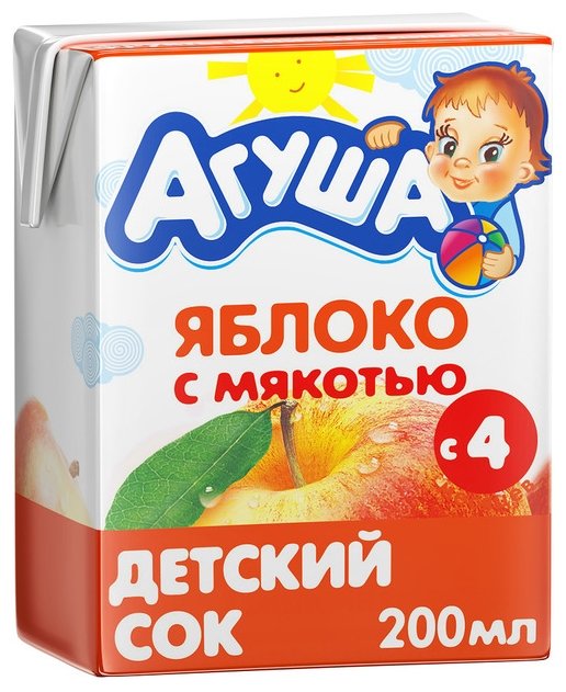 Сок с мякотью Агуша Яблочный, c 4 месяцев (фото modal 2)
