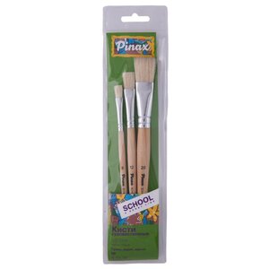 Набор кистей Pinax School & Hobby, щетина, плоские, с короткой ручкой, 3 шт. (фото modal nav 1)