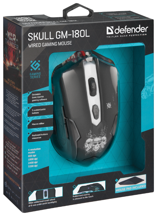 Мышь Defender Skull GM-180L Black USB (фото modal 15)