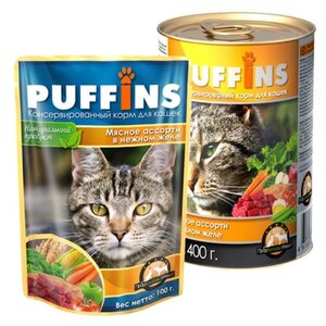 Корм для кошек Puffins Мясное ассорти в нежном желе (фото modal nav 1)