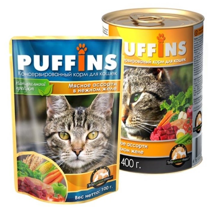 Корм для кошек Puffins Мясное ассорти в нежном желе (фото modal 1)