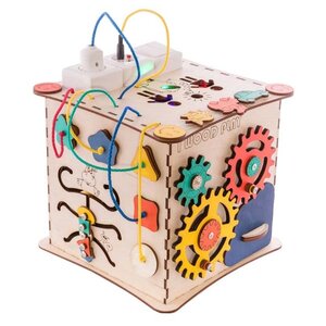 Развивающая игрушка IWOODPLAY Бизикуб с блоком электрики (фото modal nav 2)