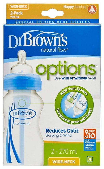 Dr. Brown's Бутылочки полипропиленовые с широким горлом Options 270 мл, 2 шт. с рождения (фото modal 5)