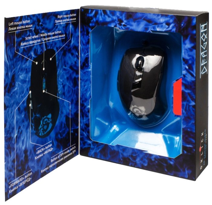 Мышь Oklick 725G DRAGON Gaming Optical Mouse Black-Blue USB (фото modal 5)
