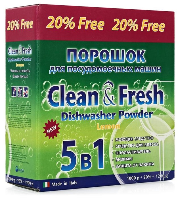 Clean & Fresh 5 в 1 порошок для посудомоечной машины (фото modal 3)